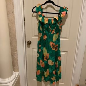 Farm Rio Green Papaya Salad Midi Dress, size xs